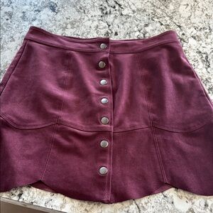 Women's Burgundy Button-Up Skirt